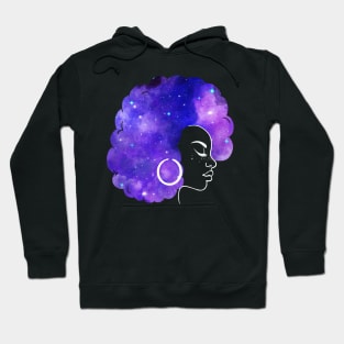 Natural Hair Women with Afro Galaxy Hoodie